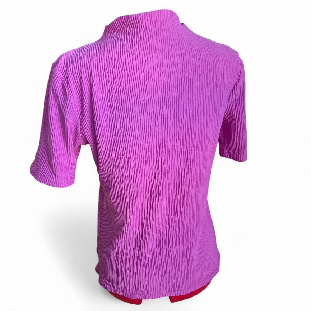 Halogen Pink Ribbed Mock‎ Neck Blouse - Picture 3 of 6